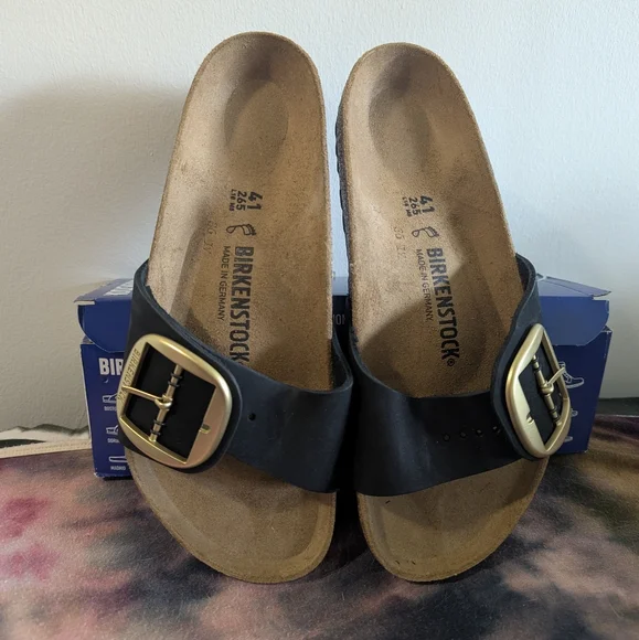 Birkenstock Madrid Big Buckle Sandals - Black EU 41/ L 10/ M 8 - Picture 2 of 9